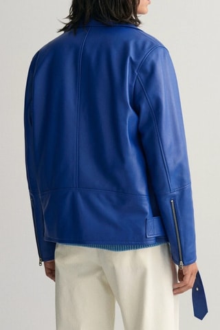 Veste en cuir d'agneau - Bleu électrique