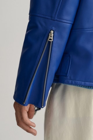 Veste en cuir d'agneau - Bleu électrique