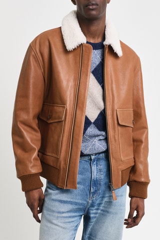 Veste en cuir d'agneau - Marron