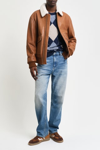 Veste en cuir d'agneau - Marron