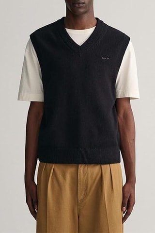 Pull sans manches en coton biologique et laine - Noir