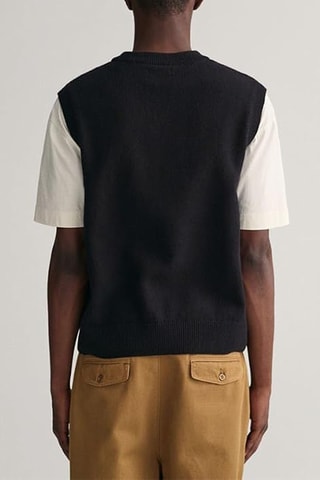 Pull sans manches en coton biologique et laine - Noir