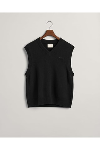 Pull sans manches en coton biologique et laine - Noir
