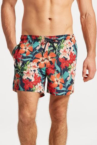Short de bain - Bleu marine et rouge brique