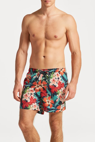 Short de bain - Bleu marine et rouge brique