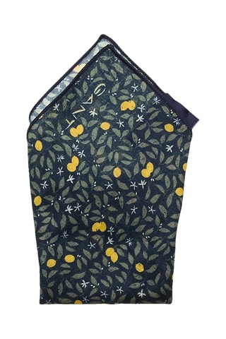Pochette de costume en lin - Bleu cobalt et jaune