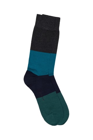 Chaussettes - Anthracite chiné et bleu canard