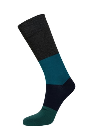 Chaussettes - Anthracite chiné et bleu canard