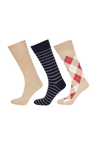 3 paires de chaussettes - Beige et bleu marine