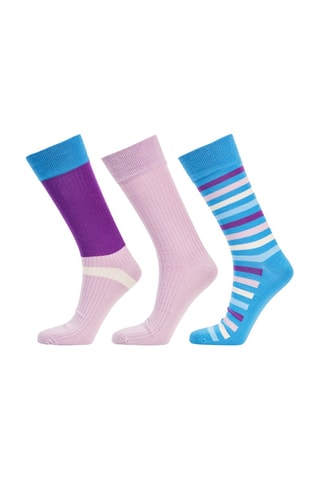 3 paires de chaussettes - Violet et turquoise