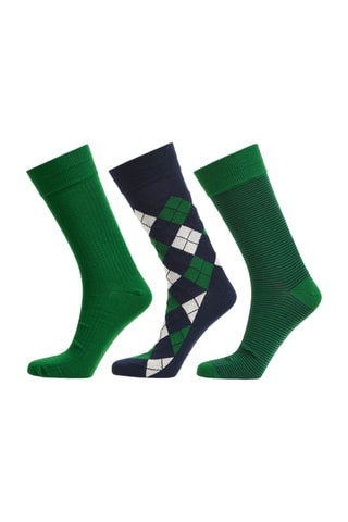 3 paires de chaussettes - Bleu marine et vert foncé
