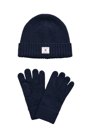 Bonnet et gants en laine - Bleu marine