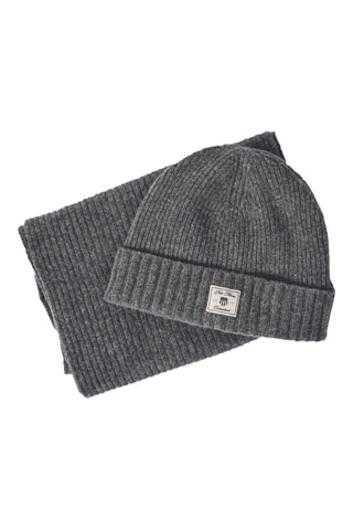 Bonnet et écharpe en laine - Anthracite chiné