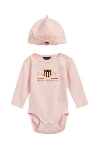 Body et bonnet en coton biologique - Rose
