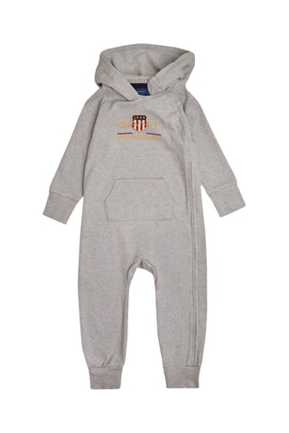 Grenouillère à capuche en coton biologique - Gris clair chiné