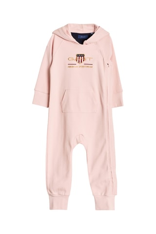 Grenouillère à capuche en coton biologique - Rose