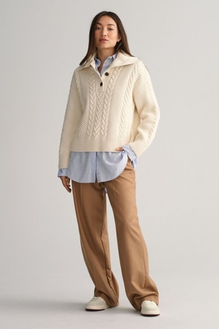 Pull relaxed en laine mérinos - Crème