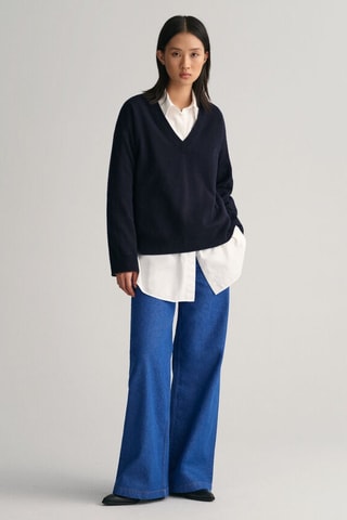 Pull regular en laine - Bleu marine