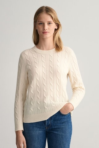 Pull regular en laine - Crème