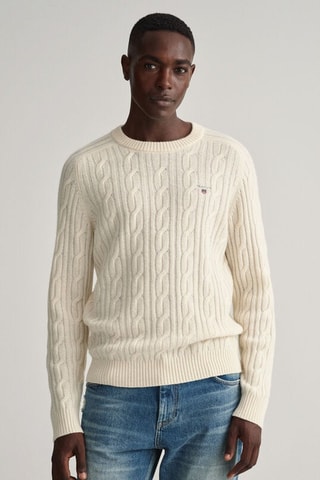 Jersey regular fit de lana - Crema