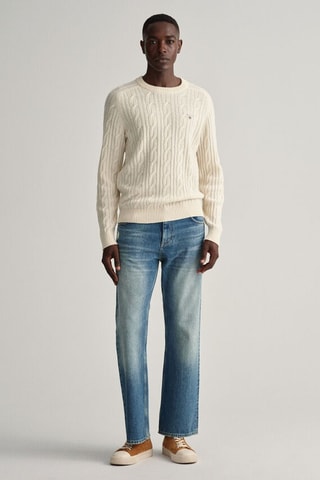 Jersey regular fit de lana - Crema