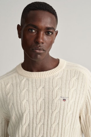 Jersey regular fit de lana - Crema