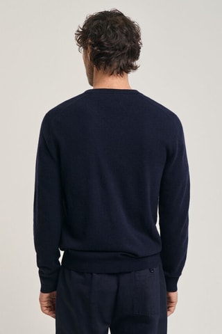 Jersey regular fit de lana - Azul marino