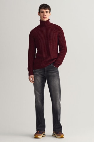 Pull relaxed en laine - Bordeaux