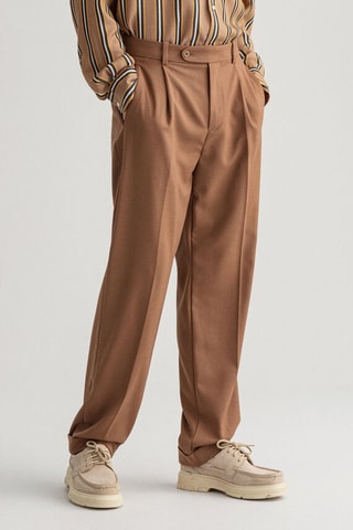 Pantalon relaxed en laine - Marron