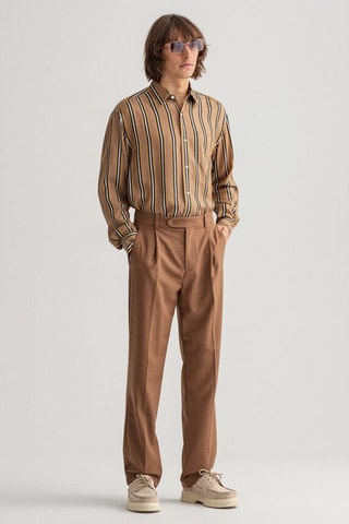 Pantalon relaxed en laine - Marron