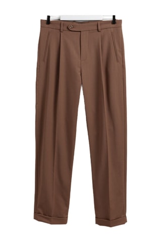 Pantalon relaxed en laine - Marron