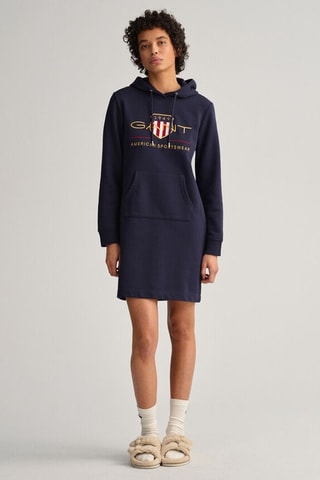 Robe sweat relaxed à capuche - Bleu marine