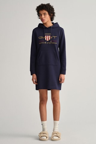 Robe sweat relaxed à capuche - Bleu marine