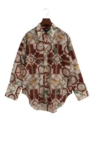 Chemise relaxed en soie - Marron