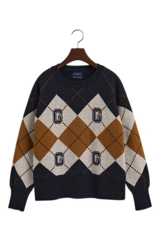 Pull relaxed en laine - Bleu marine