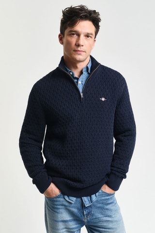 Pull regular en coton biologique - Bleu marine
