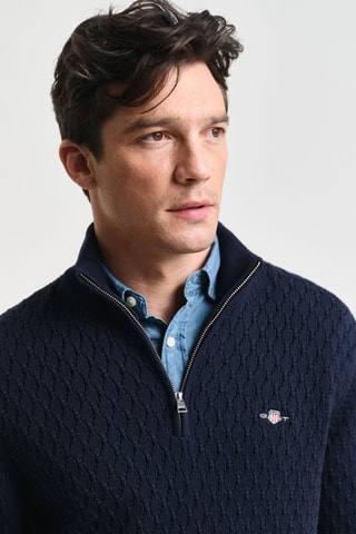 Pull regular en coton biologique - Bleu marine