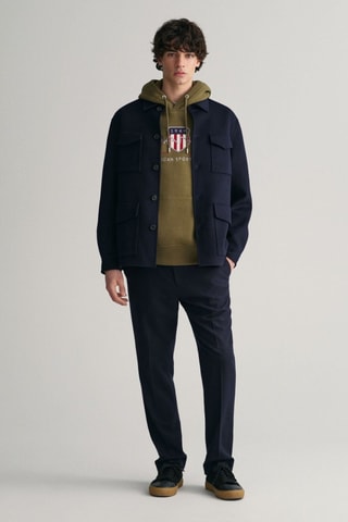 Veste réversible regular en laine - Bleu marine