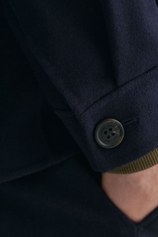 Veste réversible regular en laine - Bleu marine
