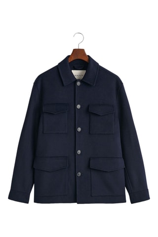 Veste réversible regular en laine - Bleu marine