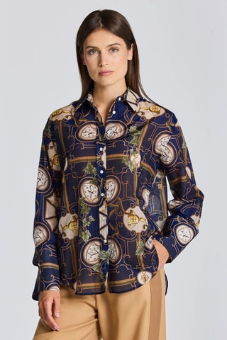 Chemise regular en soie - Bleu
