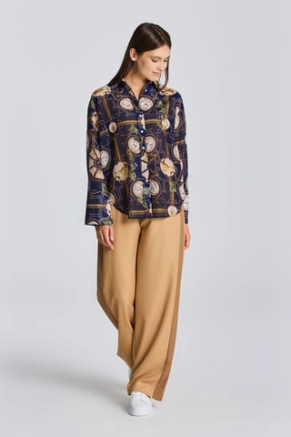 Chemise regular en soie - Bleu