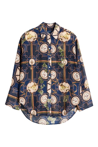 Chemise regular en soie - Bleu