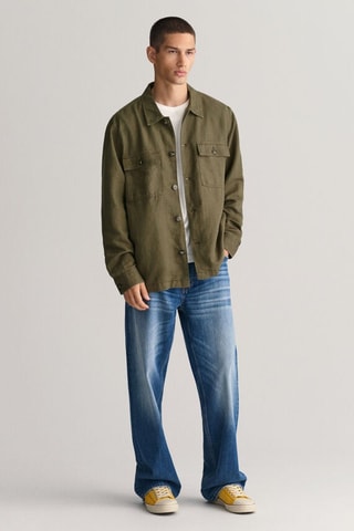 Surchemise relaxed en lin - Vert kaki