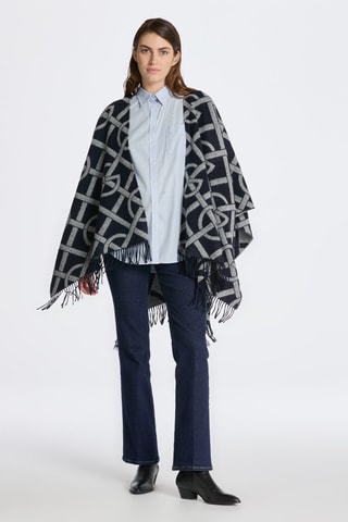 Poncho en laine - Bleu nuit