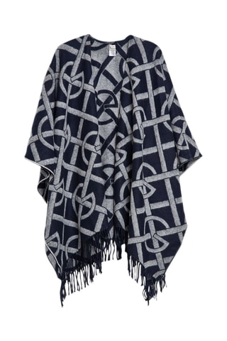 Poncho en laine - Bleu nuit