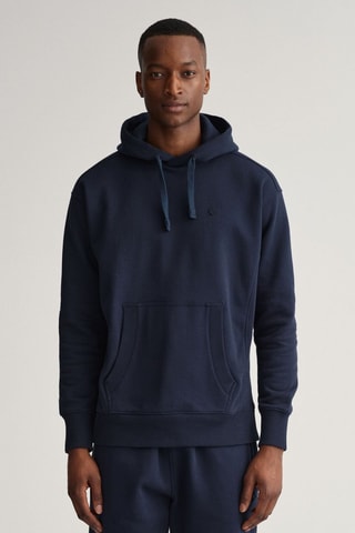 Sweat relaxed en coton biologique à capuche - Bleu marine