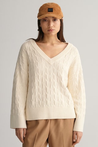 Pull relaxed en laine mérinos - Crème