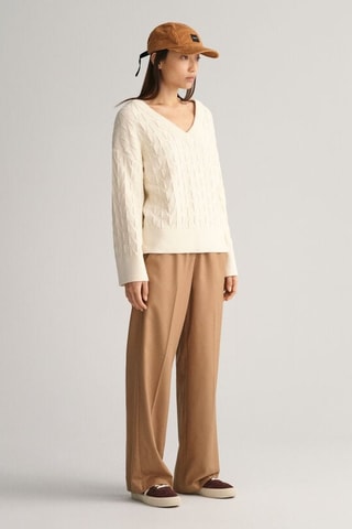 Pull relaxed en laine mérinos - Crème