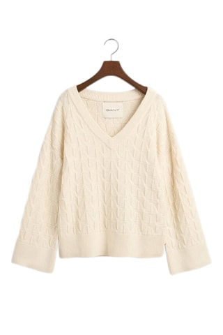 Pull relaxed en laine mérinos - Crème